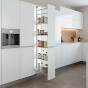 Pull-Out Pantry Unit 2 Sizes – Fits 300mm & 400mm Cabinets in modern kitchen for pantry organisation and storage.