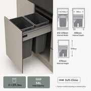 Pull-Out Kitchen Bin – 450mm Cabinet (2 × 27L)