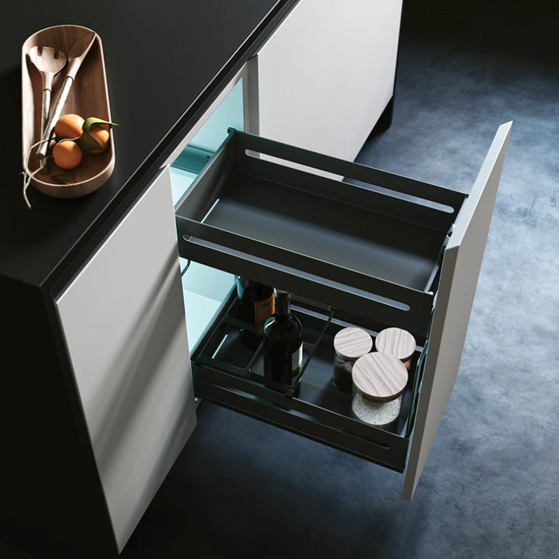 Spice Rack Pull Out – Dual Pull-Out Kitchen Organiser (3 Sizes) in drawer for efficient pantry organisation and storage.