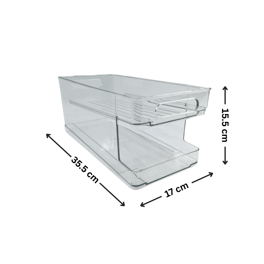 Clear storage container for Spin & Store Drink Can Organiser – Effortless Beverage Storage, perfect for pantry or fridge organisation.