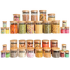 Round Bamboo Glass Pantry Container Set – 35 Pack