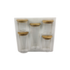 Round Glass Bamboo Storage Jar Set - 5 Pack