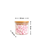 580ml Glass Storage Jar with Bamboo Lid holding marshmallows, ideal for kitchen and pantry organisation, used as glass jars.
