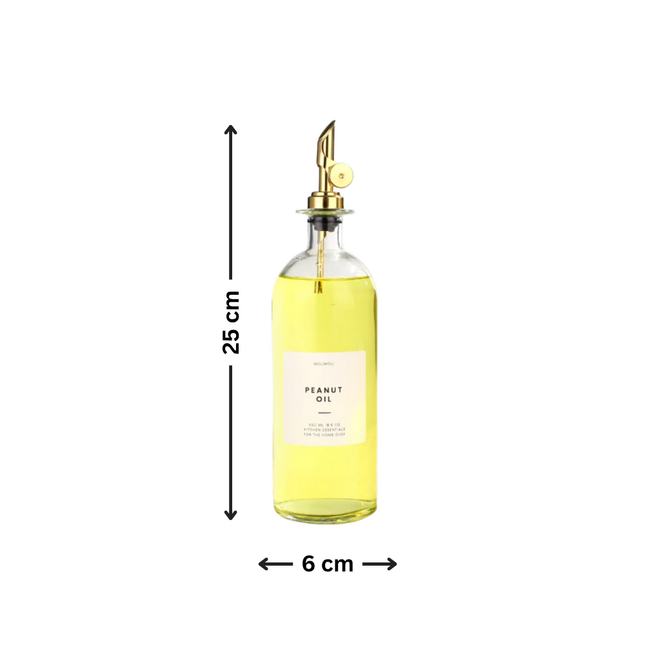 Round Glass Oil & Vinegar Bottle – 500ml Dispenser for kitchen pantry organisation, ideal storage organisers for oils.