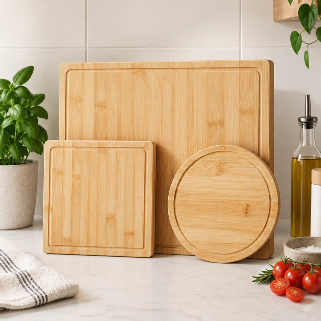 Set of 3 Bamboo Cutting Boards – Versatile and Durable Kitchen Essentials