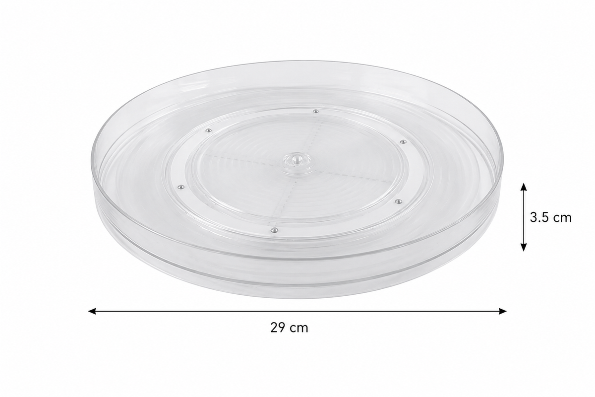 Short Round Clear Rotating Tray - Lazy Susan