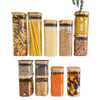 Square Bamboo Glass Pantry Storage Containers – 12 Pack