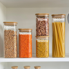 Square Glass Bamboo Storage Jar Set - 5 Pack