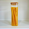 Square Glass Bamboo Storage Jar Set - 5 Pack