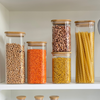 Square Glass Bamboo Storage Jar Set - 5 Pack