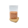 Square glass storage jar with bamboo lid, ideal pantry or fridge organiser, 1100ml capacity.