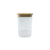 Square glass storage jar with bamboo lid, 1100ml, ideal for pantry organization.