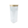 Square glass storage jar with bamboo lid, 1500ml, ideal pantry organiser.