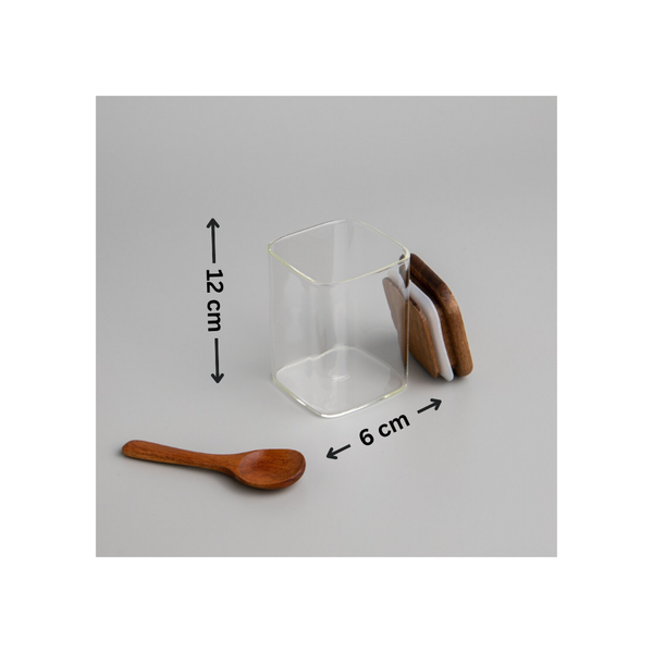 Square Acacia Spice Jars – 3 Sizes