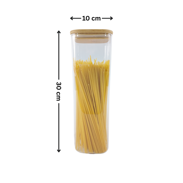 Square Glass Storage Jar with Bamboo Lid - 2300ml
