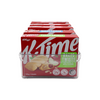 Medium pantry clear storage tub holding red K-Time snack boxes, ideal kitchen organizer.