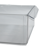 Medium clear storage tub with lip for pantry, fridge, or kitchen organization.