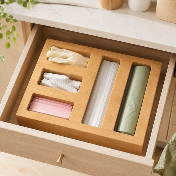 Bamboo Sandwich Bag Organiser – 5 Slot Dispenser