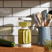 Glass Pickle Jar with Strainer