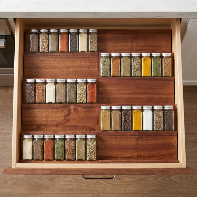 Acacia Drawer Spice Rack 4 Tier - 8 Pack