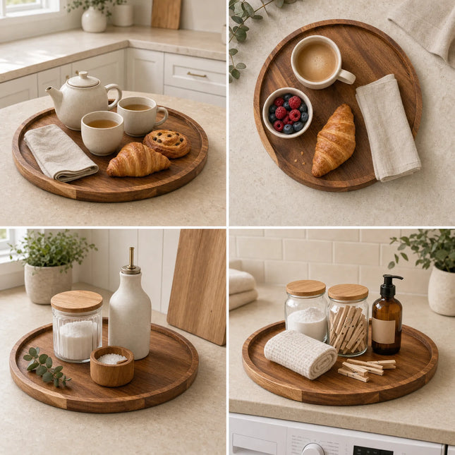 Acacia Wood Round Serving Tray