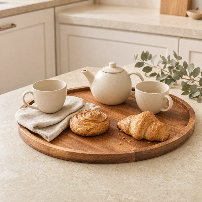 Acacia Wood Round Serving Tray