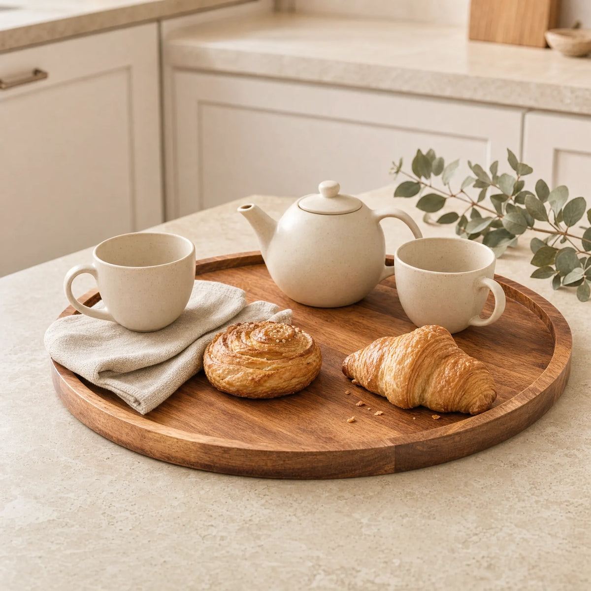 Acacia Wood Round Serving Tray