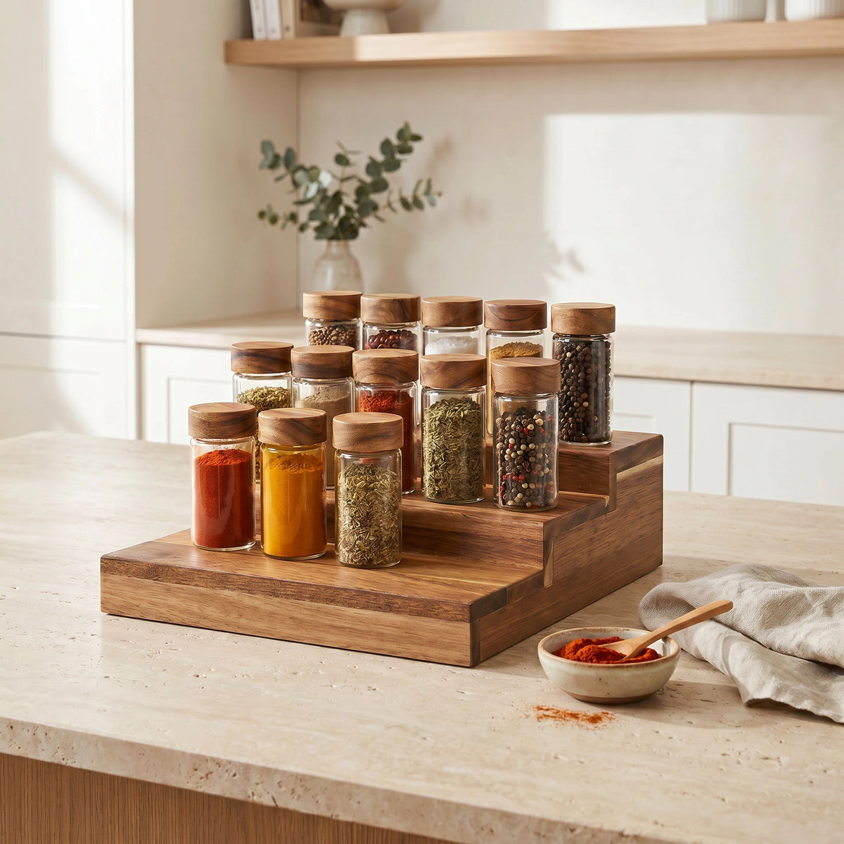 Acacia Wood Spice Rack – 3 Tier
