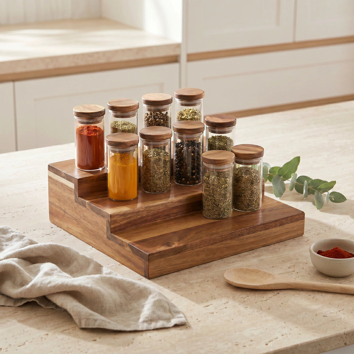 Acacia Wood Spice Rack – 3 Tier