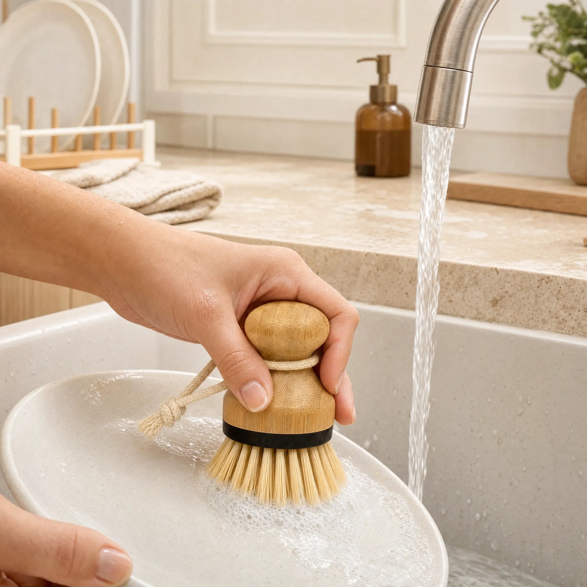 Bamboo Palm Dish Brush Scrubber