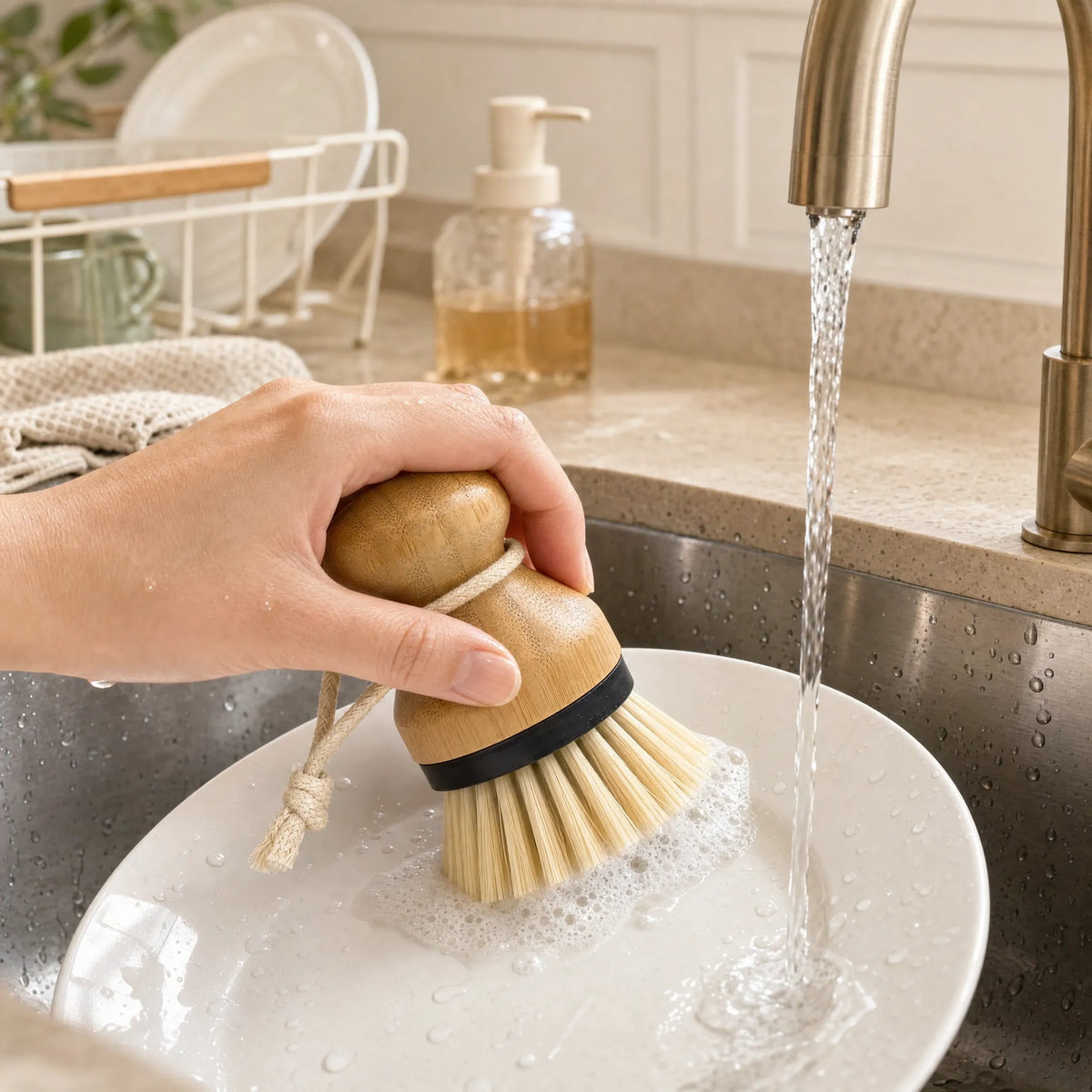 Bamboo Palm Dish Brush Scrubber