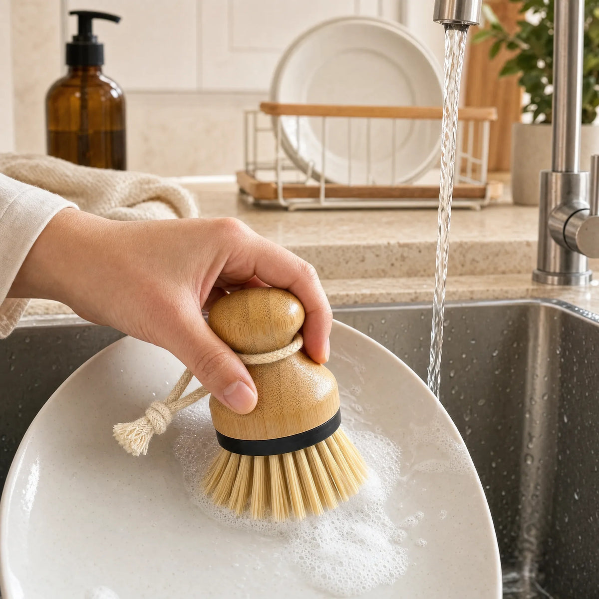 Bamboo Palm Dish Brush Scrubber