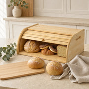 Bamboo Rolltop Bread Box Bin 40cm