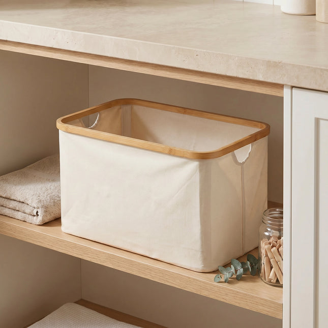 Beige Linen Basket – Large Without Handle