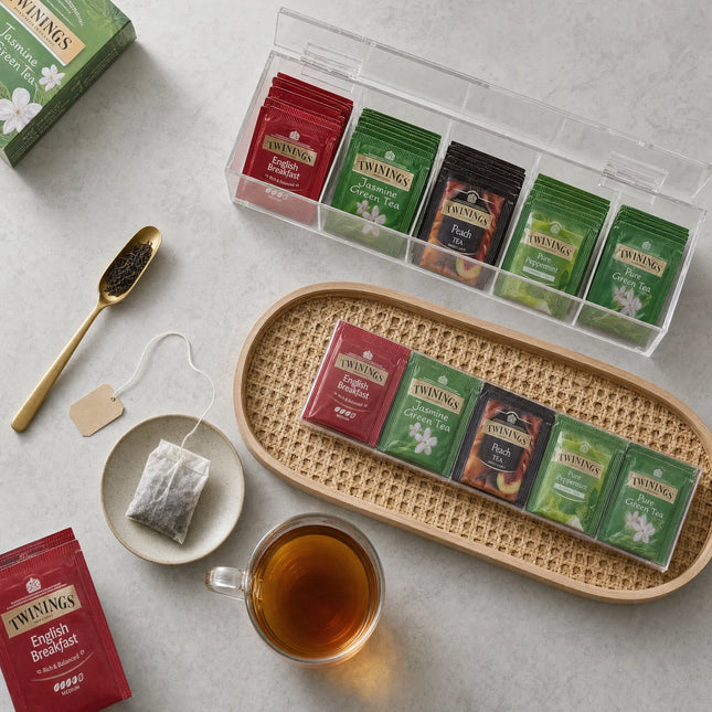 Clear Acrylic Tea Bag Organiser Box – 5 Compartment