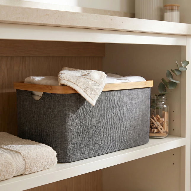 Dark Grey Linen Basket – Large Without Handle