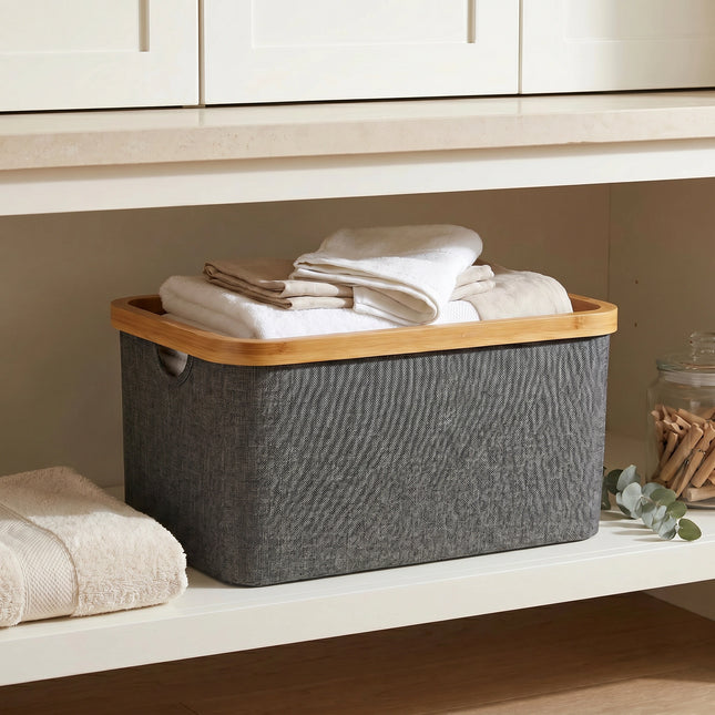 Dark Grey Linen Basket – Large Without Handle