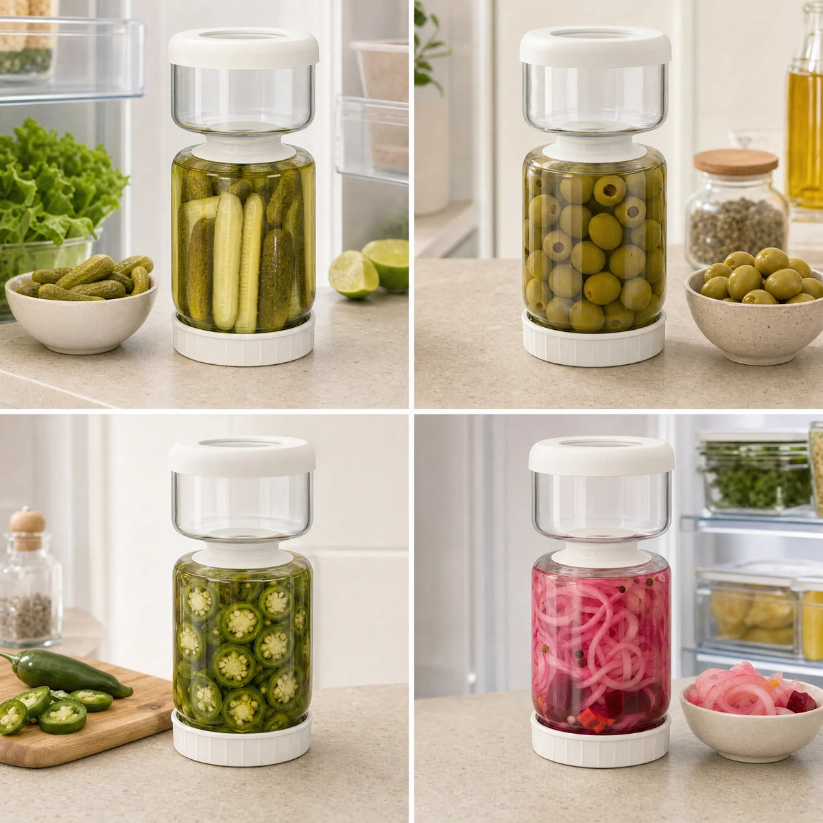 Glass Pickle Jar with Strainer