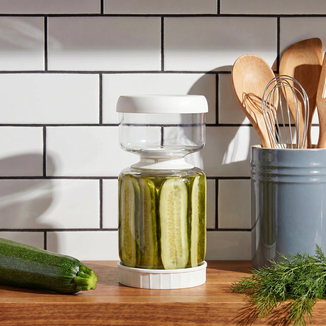 Glass Pickle Jar with Strainer