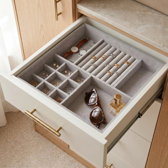 Grey Felt Jewellery & Accessory Tray 366x366x95mm