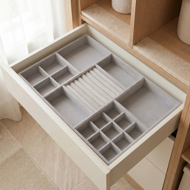 Grey Felt Jewellery & Accessory Tray 516x366x60mm