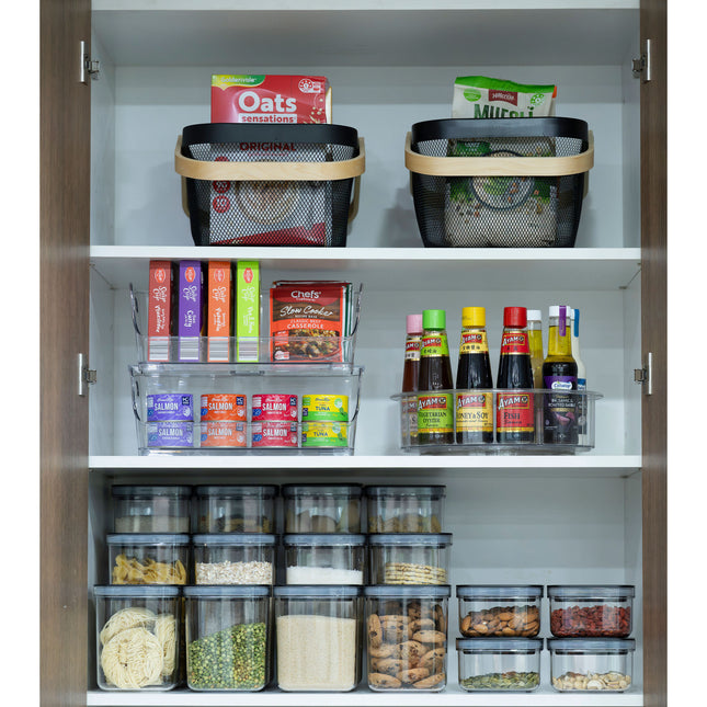 Family Pantry System Pack showcasing storage organisers for efficient pantry organisation with baskets and jars.