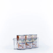Small Pantry Reset Pack featuring clear storage organisers with coconut milk cans, perfect for compact pantry organisation.