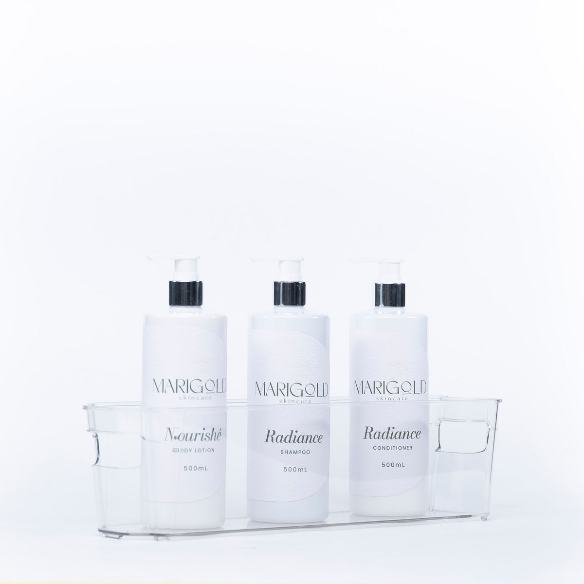 Clear Storage Tub With Handles - Medium used for organising bathroom toiletries, ideal for under sink storage or bathroom shelf.