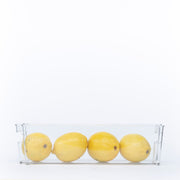 Clear Storage Tub With Handles - Medium with lemons for fridge organisers or kitchen storage, enhancing pantry organisation.