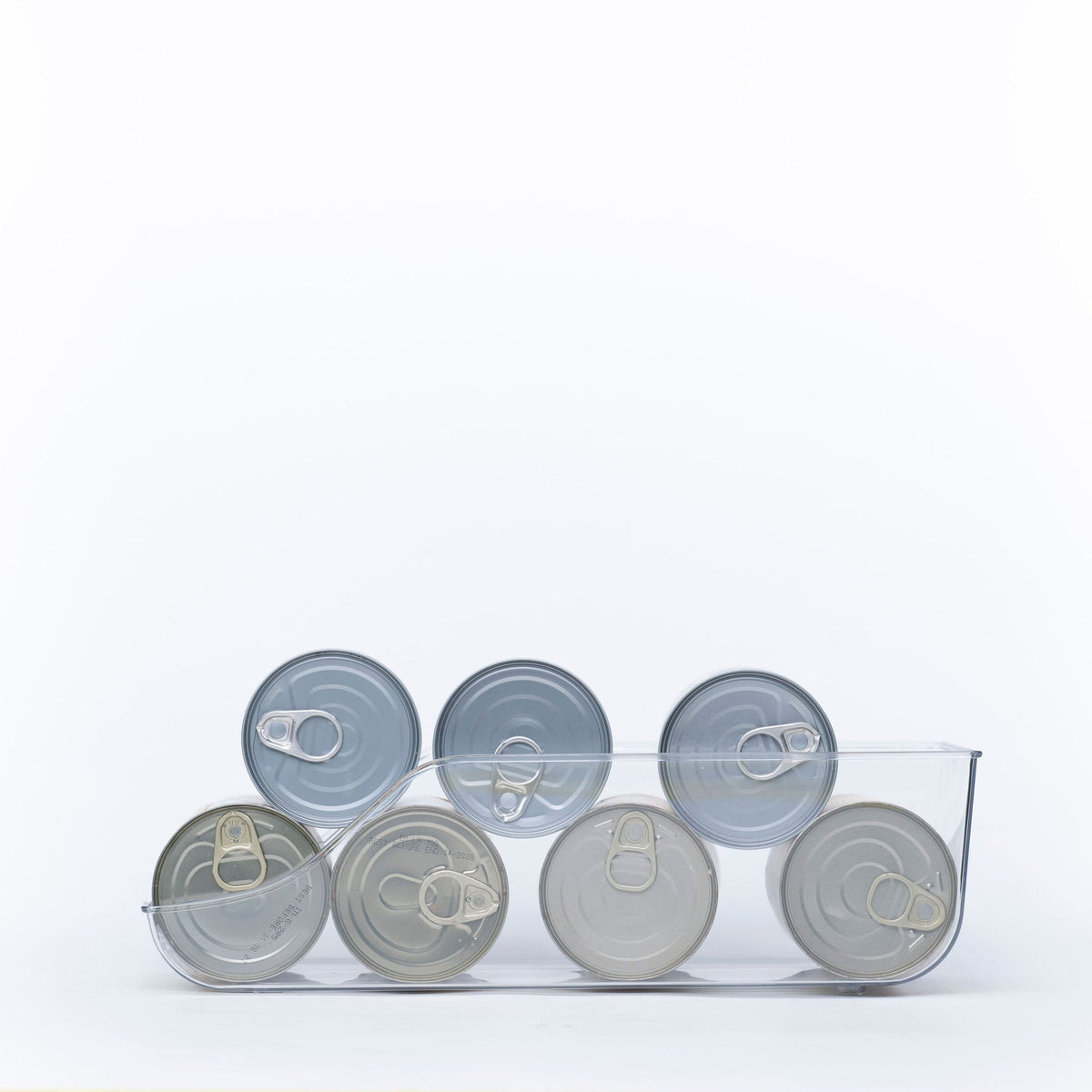 Clear Can Organiser – Small for easy pantry storage, enhancing kitchen organisation with space-efficient can stacking.