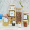 Round Glass Bamboo Storage Jars – 8 Sizes