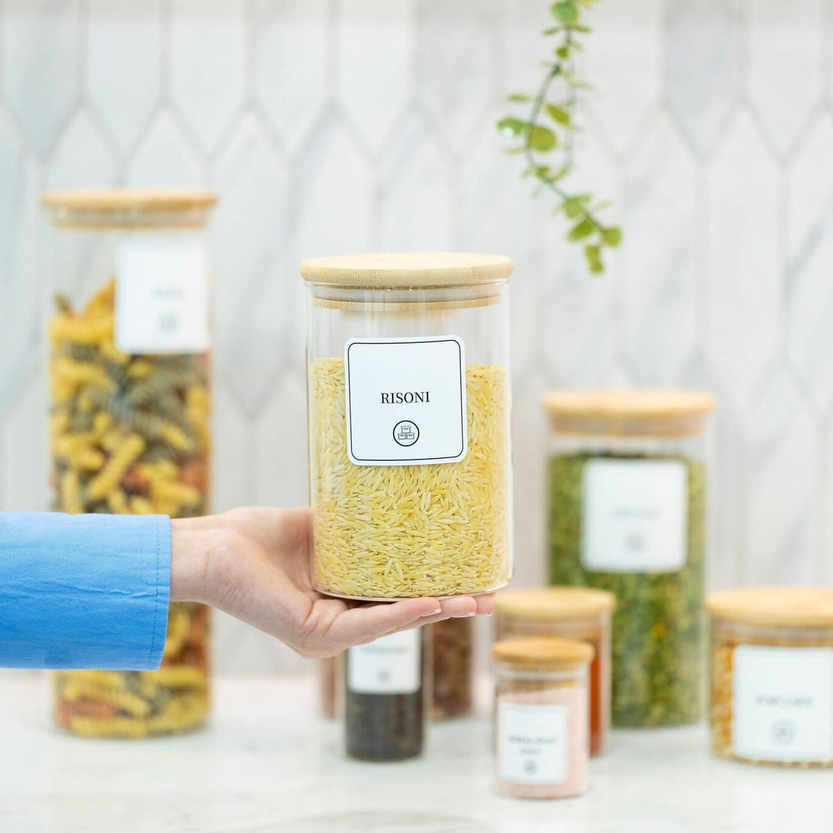 Round Glass Bamboo Storage Jars – 5 Sizes