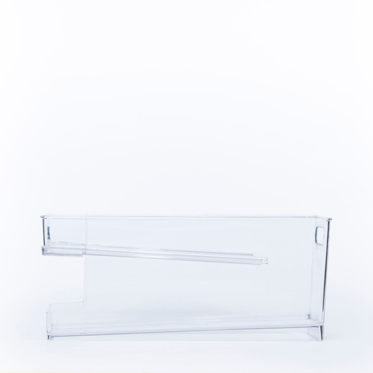Clear plastic Spin & Store Drink Can Organiser for effortless beverage storage, ideal for fridge and pantry organisation.