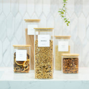 Square Glass Jar with Bamboo Lid – 1500ml Pantry Storage for kitchen organisation. Perfect for storing granola and nuts.